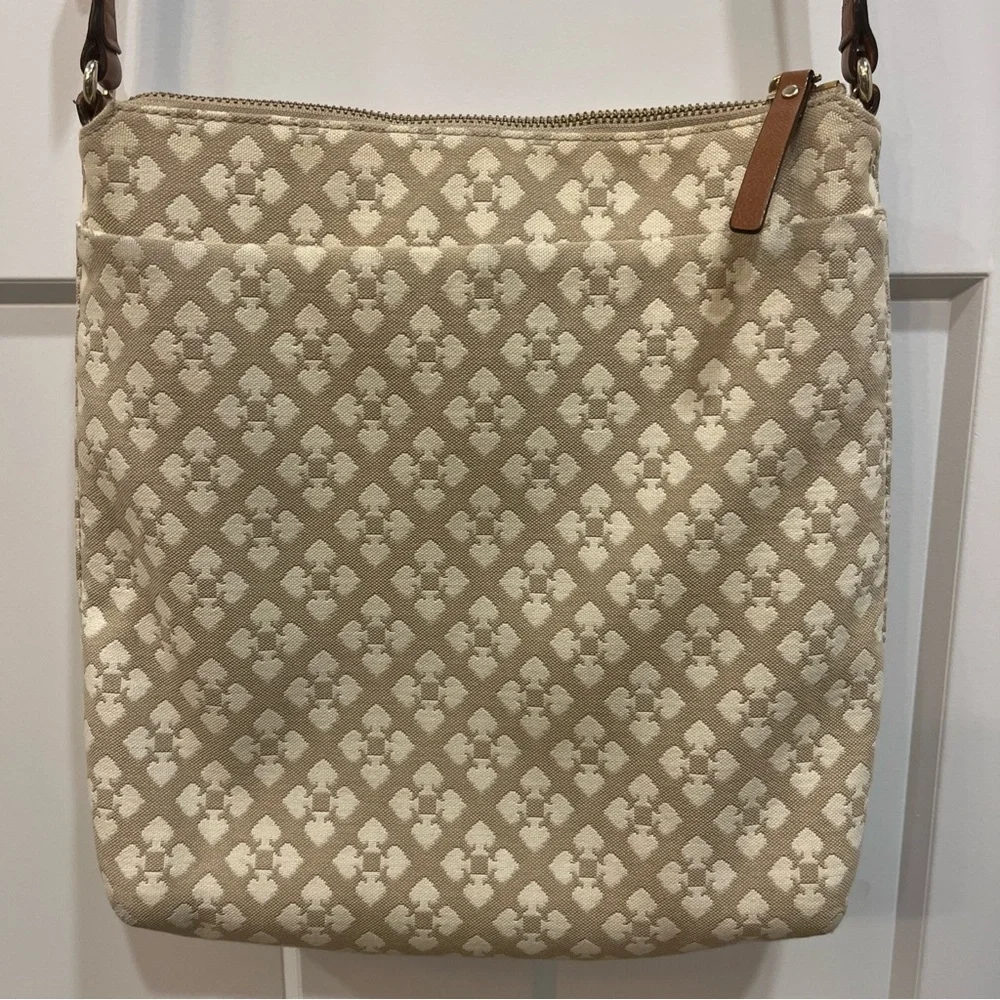 Kate Spade Classic Spade Victoria Beige Leather Crossbody Shoulder‎ Bag WKRU150